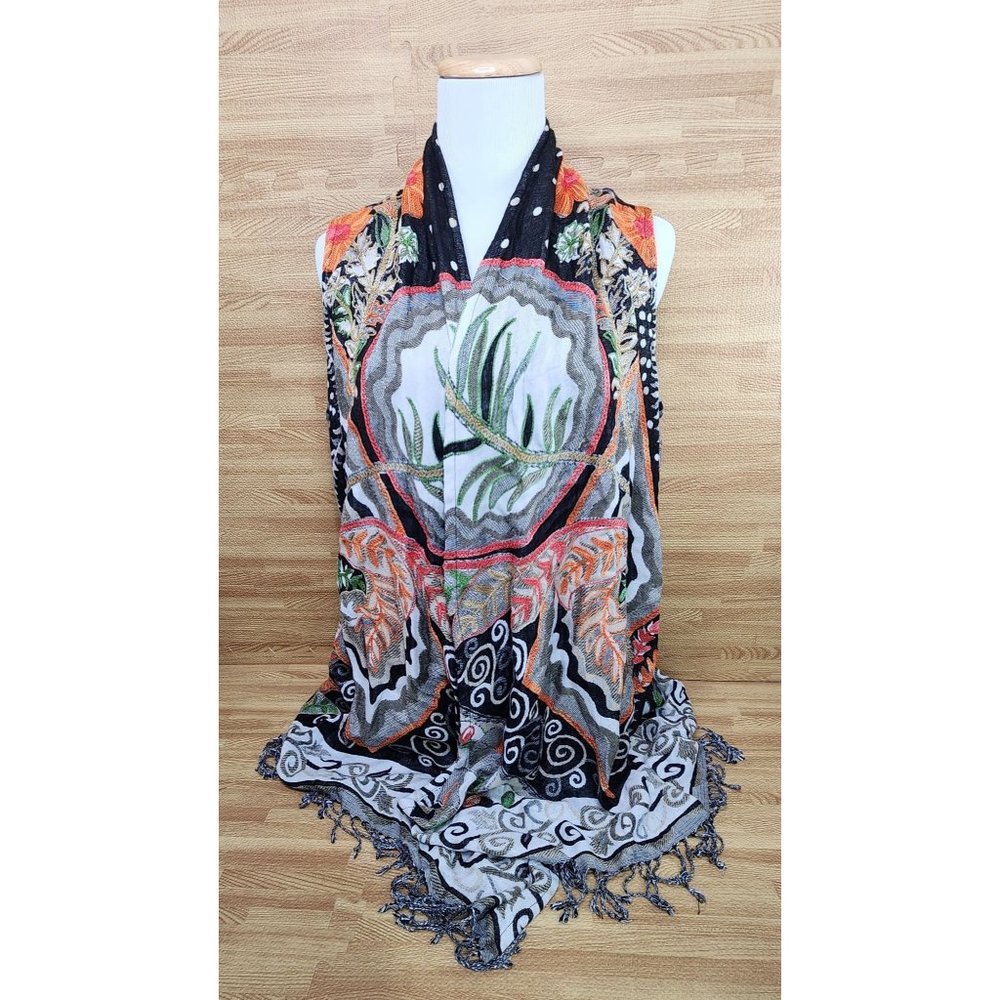 JOHN MARK Boho Swirl Leaves Flower Sleeveless Sweater Vest Top Small S